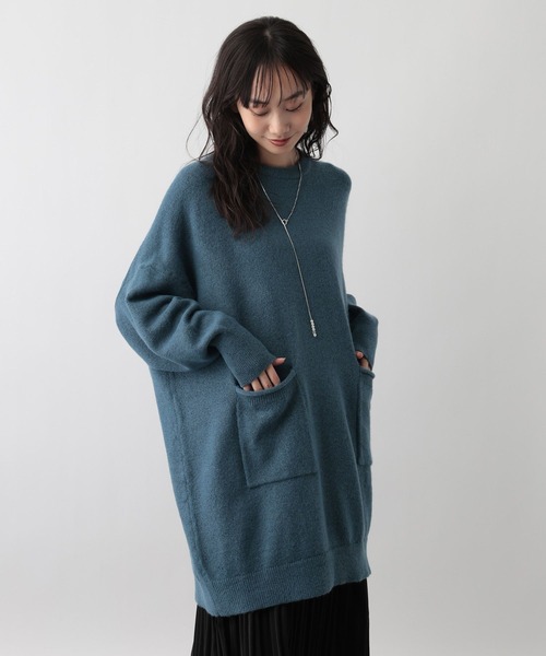 FOUND GOOD（ファウンドグッド）の「ポケツキBIGチュニックニット（ニット/セーター・レディース・ブラウン系8/ブラック/グレー系5/ブルー系5・L/M）」の20枚目の写真