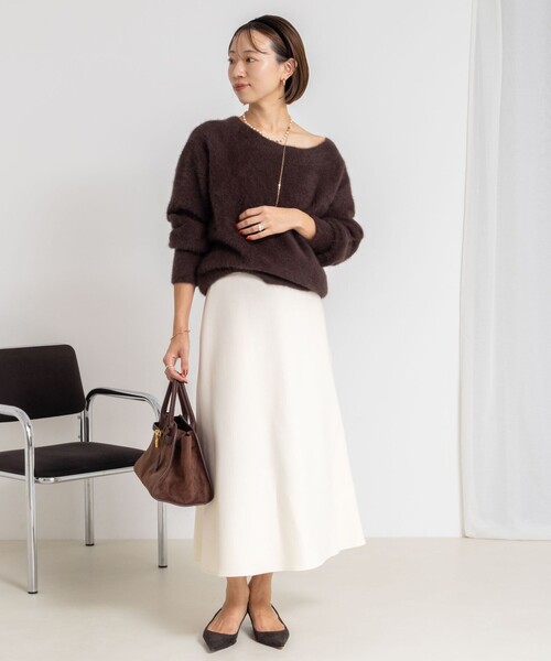 NOLLEY’S Sophi（ノーリーズソフィ）の「《セットアップ対応》ウォッシャブルダンボールフレアスカート（スカート・レディース・オフホワイト/チャコールグレー/ブラック・34/36/38）」の4枚目の写真