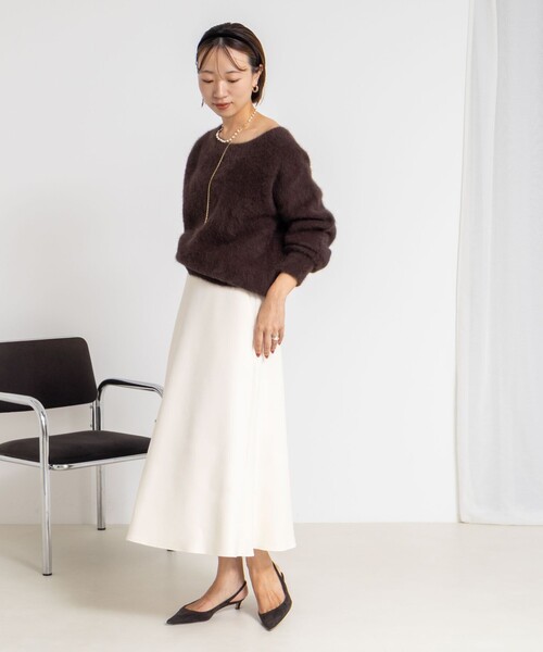 NOLLEY’S Sophi（ノーリーズソフィ）の「《セットアップ対応》ウォッシャブルダンボールフレアスカート（スカート・レディース・オフホワイト/チャコールグレー/ブラック・34/36/38）」の5枚目の写真