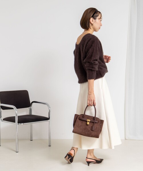 NOLLEY’S Sophi（ノーリーズソフィ）の「《セットアップ対応》ウォッシャブルダンボールフレアスカート（スカート・レディース・オフホワイト/チャコールグレー/ブラック・34/36/38）」の6枚目の写真