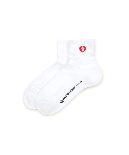 AAPE BY A BATHING APE(エーエイプバイアベイシングエイプ)の「AAPE NOW HEART SOCKS M(ソックス/靴下・メンズ・ホワイト/ライトグリーン/ブラック・SMALL/LARGE)」の2枚目の写真