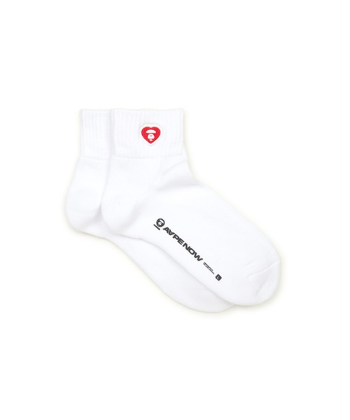 AAPE BY A BATHING APE(エーエイプバイアベイシングエイプ)の「AAPE NOW HEART SOCKS M(ソックス/靴下・メンズ・ホワイト/ライトグリーン/ブラック・SMALL/LARGE)」の4枚目の写真
