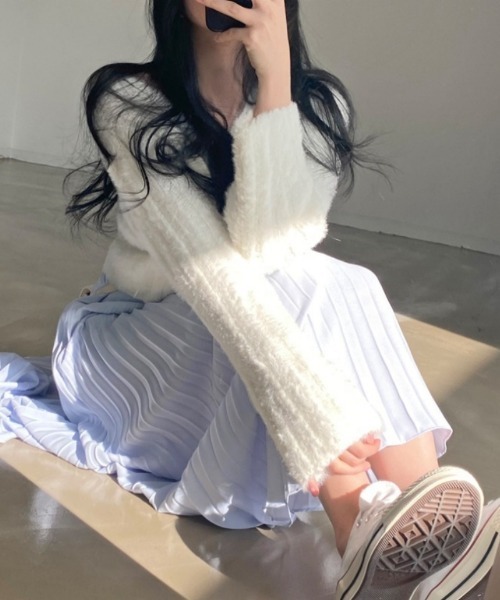 Ritzy(リッツィー)の「モコモコショート丈 ストライプフリーストップス(シャツ/ブラウス・レディース・ホワイト/グレー/ピンク・FREE)」の17枚目の写真