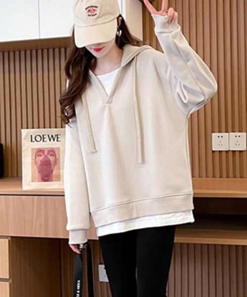 SallyLunn(サリーラン)の「無地裏起毛フーディー(パーカー・レディース・ブラウン/アイボリー・MEDIUM/LARGE)」の6枚目の写真
