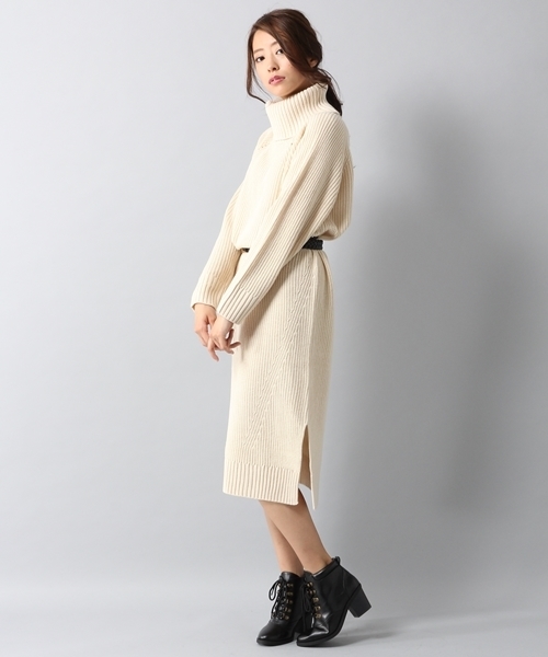 Heather（ヘザー）の「タートルネックカタアゼロングワンピース　709310（ワンピース・レディース・ブラック/アイボリー/ダークブラウン・FREE）」の13枚目の写真
