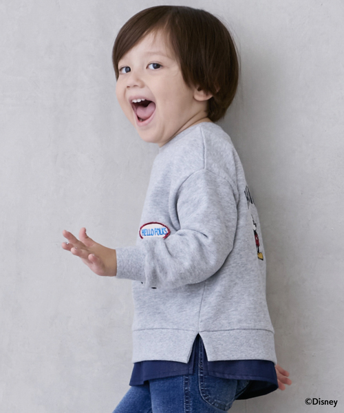 petit main（プティマイン）の「【Disney】【リンク】ワッペントレーナー（スウェット・キッズ・チャコール/トップグレー/ネイビー・110cm/130cm/90cm/80ｃｍ/100cm/120cm）」の4枚目の写真