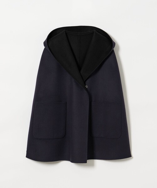 UNITED ARROWS バイカラーリバーケープ/ネイビー&ブラック バイカラー リバー フードケープ（その他アウター）｜UNITED