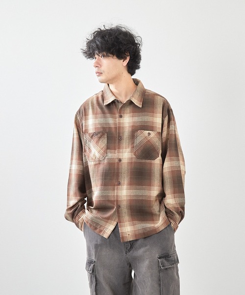 VIBGYOR（ヴィブジョー）の「先染めネルチェックシャツ（ＣＮ）（シャツ/ブラウス・メンズ・その他2/その他1/ブルー/その他/ブラック/ブラウン・MEDIUM/LARGE）」の2枚目の写真