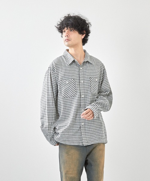 VIBGYOR（ヴィブジョー）の「先染めネルチェックシャツ（ＣＮ）（シャツ/ブラウス・メンズ・その他2/その他1/ブルー/その他/ブラック/ブラウン・MEDIUM/LARGE）」の4枚目の写真