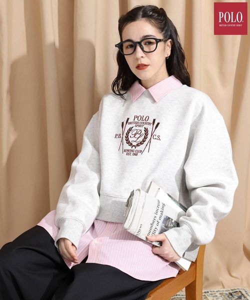 POLO BCS（ポロ ビーシーエス）の「【POLO BCS/ポロ・ビーシーエス】別注/刺繍スウェットプルオーバー（スウェット・レディース・グレー/ネイビー・FREE）」の2枚目の写真