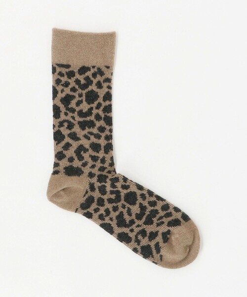 ROTOTO(ロトト)の「<ROTOTO>レオパードパターン メリノソックス(ソックス/靴下・メンズ・ベージュ/ナチュラル・M)」の1枚目の写真