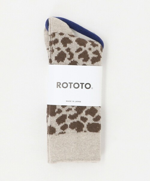 ROTOTO(ロトト)の「<ROTOTO>レオパードパターン メリノソックス(ソックス/靴下・メンズ・ベージュ/ナチュラル・M)」の5枚目の写真