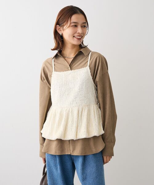 Green　Parks（グリーンパークス）の「表面感ベロアバルーンキャミビスチェ（ベスト・レディース・ブラック/アイボリー・FREE）」の11枚目の写真