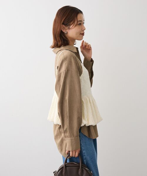 Green　Parks（グリーンパークス）の「表面感ベロアバルーンキャミビスチェ（ベスト・レディース・ブラック/アイボリー・FREE）」の12枚目の写真