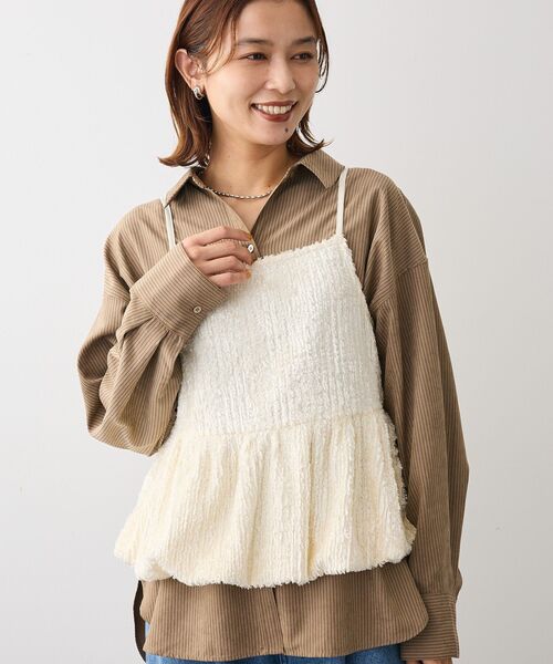 Green　Parks（グリーンパークス）の「表面感ベロアバルーンキャミビスチェ（ベスト・レディース・ブラック/アイボリー・FREE）」の14枚目の写真