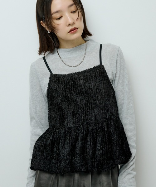セール】表面感ベロアバルーンキャミビスチェ（ベスト）｜Green Parks