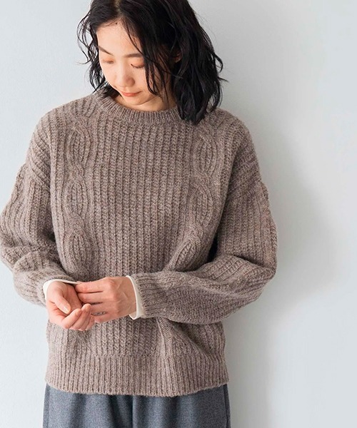 ケーブル編みのチャンキーセーター（ニット/セーター）｜D（ディー）の