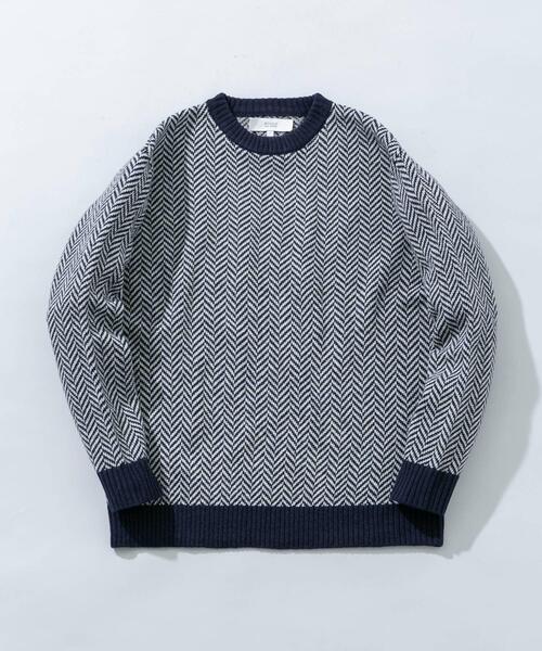 URBAN RESEARCH ROSSO MEN(アーバンリサーチロッソメン)の「『XLサイズあり』ヘリンボーン柄クルーネックニット(ニット/セーター・メンズ・ネイビー/アイボリー/グレー系その他/ブラック/グレー・SMALL/MEDIUM/LARGE/X-LARGE)」の5枚目の写真