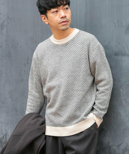 URBAN RESEARCH ROSSO MEN(アーバンリサーチロッソメン)の「『XLサイズあり』ヘリンボーン柄クルーネックニット(ニット/セーター・メンズ・ネイビー/アイボリー/グレー系その他/ブラック/グレー・SMALL/MEDIUM/LARGE/X-LARGE)」の20枚目の写真