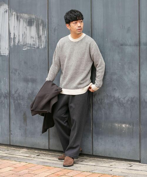 URBAN RESEARCH ROSSO MEN(アーバンリサーチロッソメン)の「『XLサイズあり』ヘリンボーン柄クルーネックニット(ニット/セーター・メンズ・ネイビー/アイボリー/グレー系その他/ブラック/グレー・SMALL/MEDIUM/LARGE/X-LARGE)」の21枚目の写真