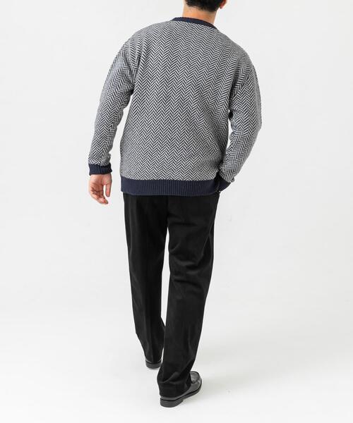 URBAN RESEARCH ROSSO MEN(アーバンリサーチロッソメン)の「『XLサイズあり』ヘリンボーン柄クルーネックニット(ニット/セーター・メンズ・ネイビー/アイボリー/グレー系その他/ブラック/グレー・SMALL/MEDIUM/LARGE/X-LARGE)」の6枚目の写真