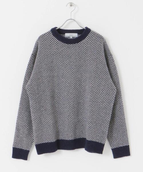 URBAN RESEARCH ROSSO MEN(アーバンリサーチロッソメン)の「『XLサイズあり』ヘリンボーン柄クルーネックニット(ニット/セーター・メンズ・ネイビー/アイボリー/グレー系その他/ブラック/グレー・SMALL/MEDIUM/LARGE/X-LARGE)」の8枚目の写真