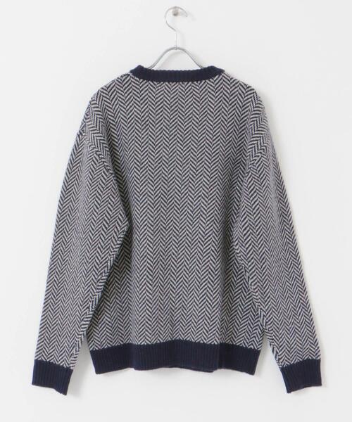 URBAN RESEARCH ROSSO MEN(アーバンリサーチロッソメン)の「『XLサイズあり』ヘリンボーン柄クルーネックニット(ニット/セーター・メンズ・ネイビー/アイボリー/グレー系その他/ブラック/グレー・SMALL/MEDIUM/LARGE/X-LARGE)」の10枚目の写真