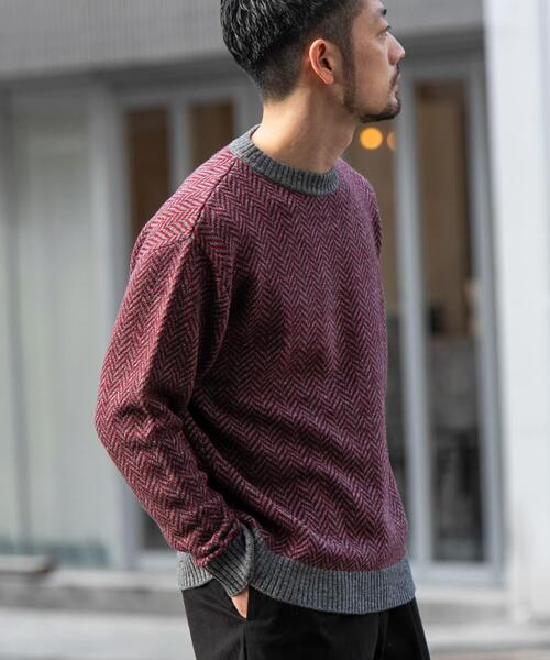 URBAN RESEARCH ROSSO MEN(アーバンリサーチロッソメン)の「『XLサイズあり』ヘリンボーン柄クルーネックニット(ニット/セーター・メンズ・ネイビー/アイボリー/グレー系その他/ブラック/グレー・SMALL/MEDIUM/LARGE/X-LARGE)」の14枚目の写真