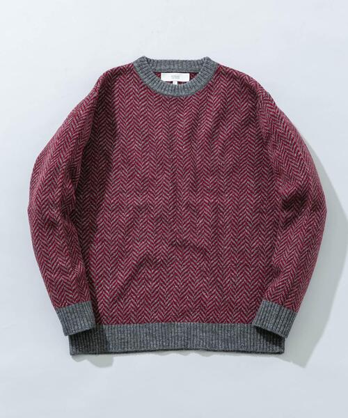 URBAN RESEARCH ROSSO MEN(アーバンリサーチロッソメン)の「『XLサイズあり』ヘリンボーン柄クルーネックニット(ニット/セーター・メンズ・ネイビー/アイボリー/グレー系その他/ブラック/グレー・SMALL/MEDIUM/LARGE/X-LARGE)」の16枚目の写真