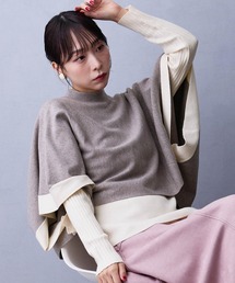 NICOLE white | アンサンブルニット／スヌードポンチョ×クルーネックプルオーバー(ニット/セーター)