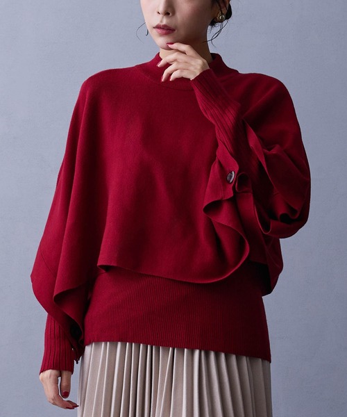 NICOLE white（ニコルホワイト）の「アンサンブルニット／スヌードポンチョ×クルーネックプルオーバー（ニット/セーター・レディース・その他4/レッド/その他1/その他2/その他3/ブラック・FREE）」の3枚目の写真