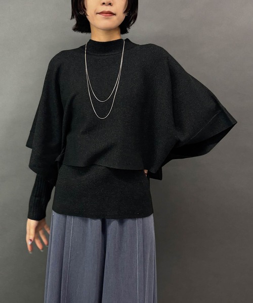 NICOLE white（ニコルホワイト）の「アンサンブルニット／スヌードポンチョ×クルーネックプルオーバー（ニット/セーター・レディース・その他4/レッド/その他1/その他2/その他3/ブラック・FREE）」の2枚目の写真