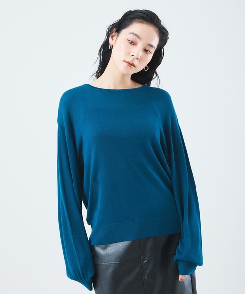 Muscat(マスカット)の「バックオープンニットトップス(ニット/セーター・レディース・ブラック/ベージュ/ロイヤルブルー/ワインレッド/ライトグレー・F)」の6枚目の写真