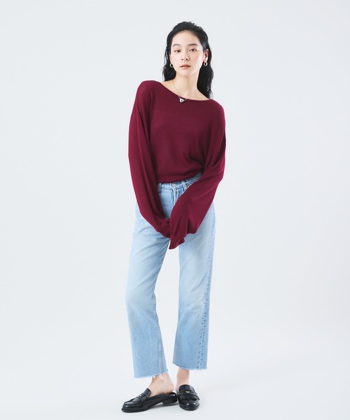 Muscat(マスカット)の「バックオープンニットトップス(ニット/セーター・レディース・ブラック/ベージュ/ロイヤルブルー/ワインレッド/ライトグレー・F)」の15枚目の写真