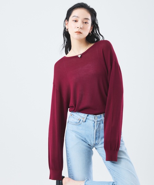 Muscat(マスカット)の「バックオープンニットトップス(ニット/セーター・レディース・ブラック/ベージュ/ロイヤルブルー/ワインレッド/ライトグレー・F)」の12枚目の写真