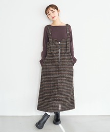 【新色・再生産】チェック柄 フロントジップジャンスカ【585077】