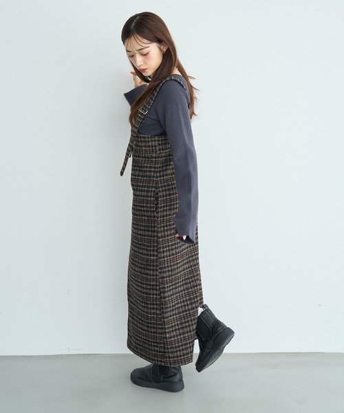 EXCENTRIQUE ジャンスカ 新色・再生産】チェック柄 フロントジップジャンスカ【585077