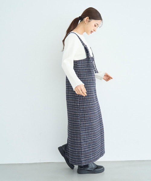mil(ミル)の「【新色・再生産】チェック柄 フロントジップジャンスカ【585077】(ジャンパースカート・レディース・ブラック/ネイビー/ブラウン・FREE/S/XS)」の20枚目の写真