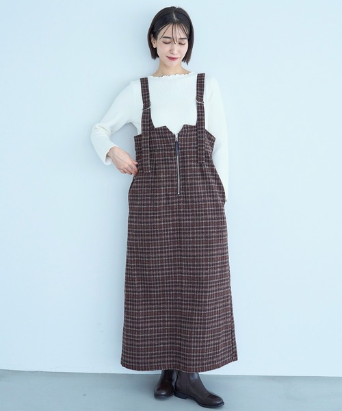 新色・再生産】チェック柄 フロントジップジャンスカ【585077