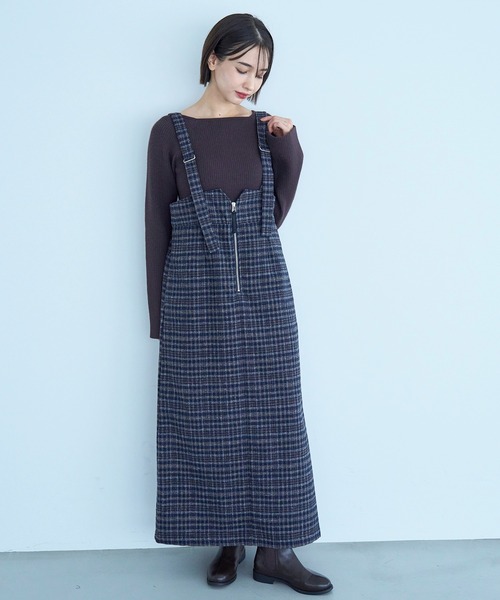 新色・再生産】チェック柄 フロントジップジャンスカ【585077