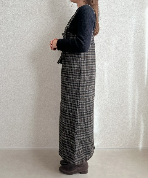 新色・再生産】チェック柄 フロントジップジャンスカ【585077