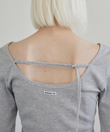 RENSE（レンセ）の「Back Point Boat Neck Sleeve Melange Gray（Tシャツ/カットソー）」
