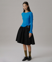 A-LINE FLARED WRAP SKIRT_BLACK