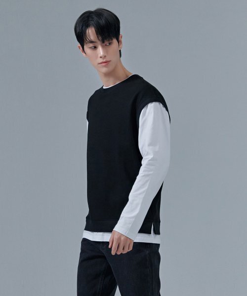 CHASECULT（チェイスカルト）の「男性レイヤード配色Tシャツ-CERK5114B03（Tシャツ/カットソー・メンズ・ブラック・100/105/95）」の4枚目の写真