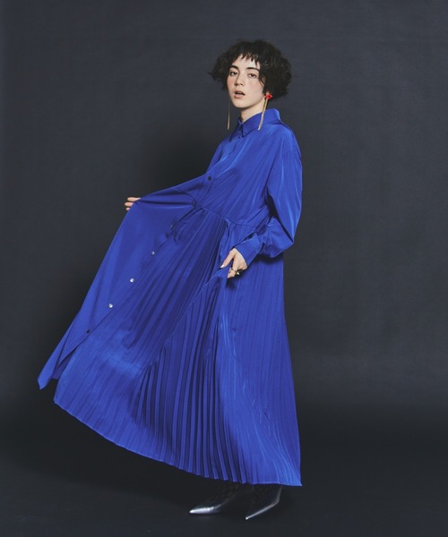 アシンメトリープリーツワンピース（ワンピース）｜manana suerte