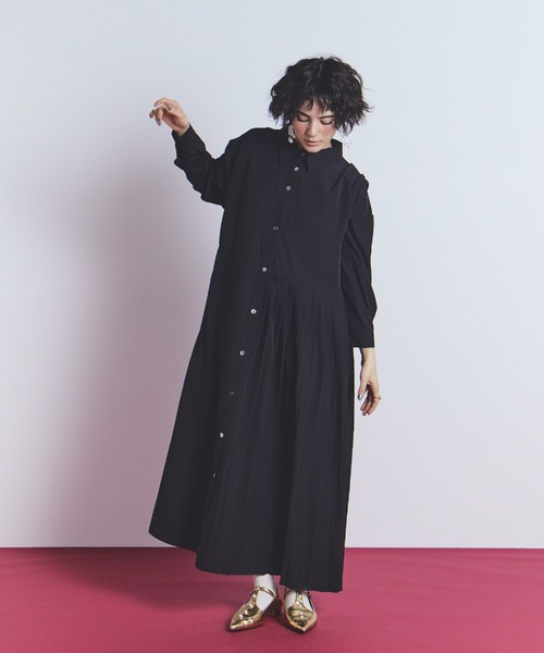 manana suerte(マニャーナスエルテ)の「アシンメトリープリーツワンピース(ワンピース・レディース・ブラック/ブルー・FREE)」の12枚目の写真