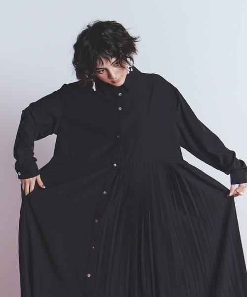 manana suerte(マニャーナスエルテ)の「アシンメトリープリーツワンピース(ワンピース・レディース・ブラック/ブルー・FREE)」の17枚目の写真