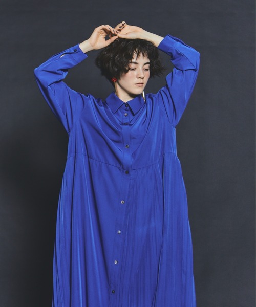 アシンメトリープリーツワンピース（ワンピース）｜manana suerte