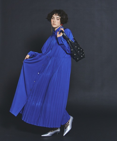 アシンメトリープリーツワンピース（ワンピース）｜manana suerte