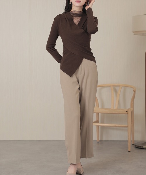Lace Ladies(レースレディース)の「ウール混 レース ドッキング カシュクール トップス(その他トップス・レディース・ブラック/グレイッシュベージュ/ブラウン・FREE)」の10枚目の写真